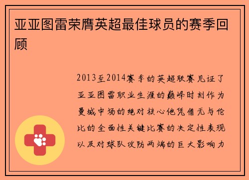 亚亚图雷荣膺英超最佳球员的赛季回顾